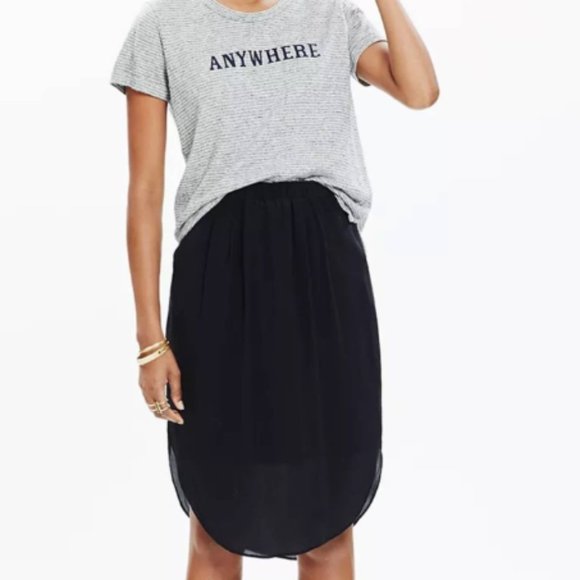 Black Madewell Silk Island Midi Skirt - SZ Small - Picture 1 of 4